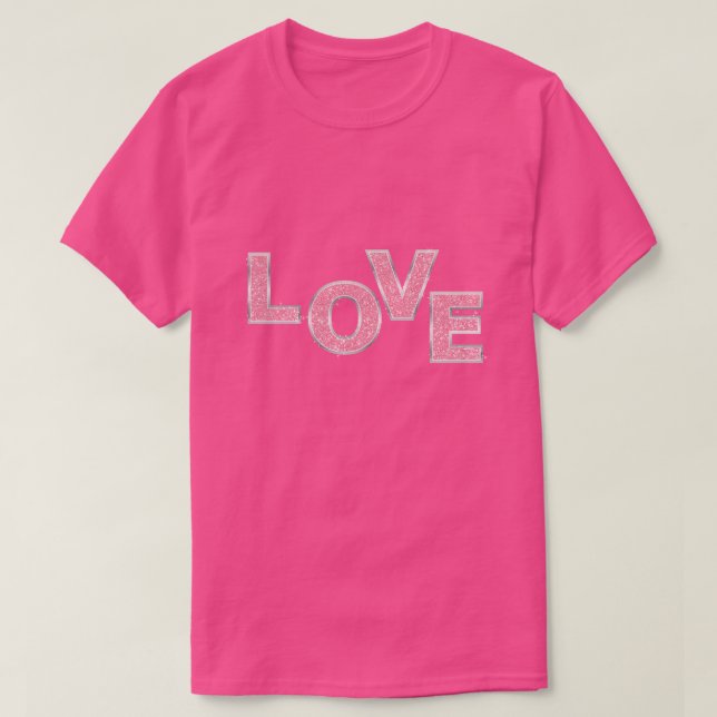Liebe Rosa Glitzer T-Shirt (Design vorne)