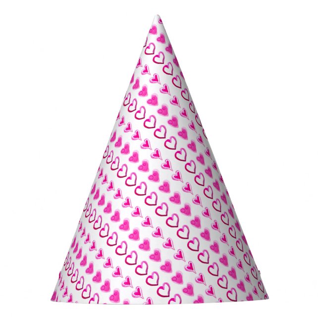 Liebe Rosa Herz Romantische Niedliche Herzmuster Partyhütchen (Vorderseite)