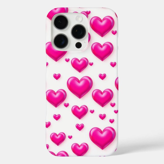 Liebe Rosa Herzmuster Design Handy Abdeckung iPhone 16 Pro Hülle (Rückseite)