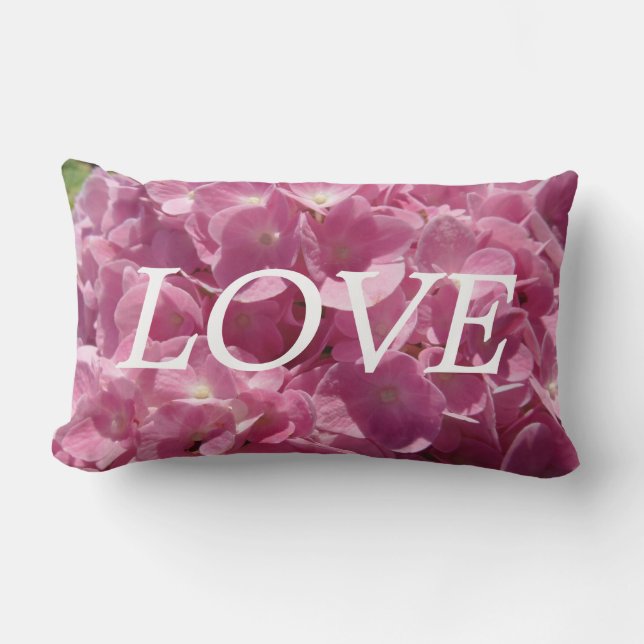Liebe Rosa Hydrangea Inspirationskissen Lendenkissen (Vorderseite)