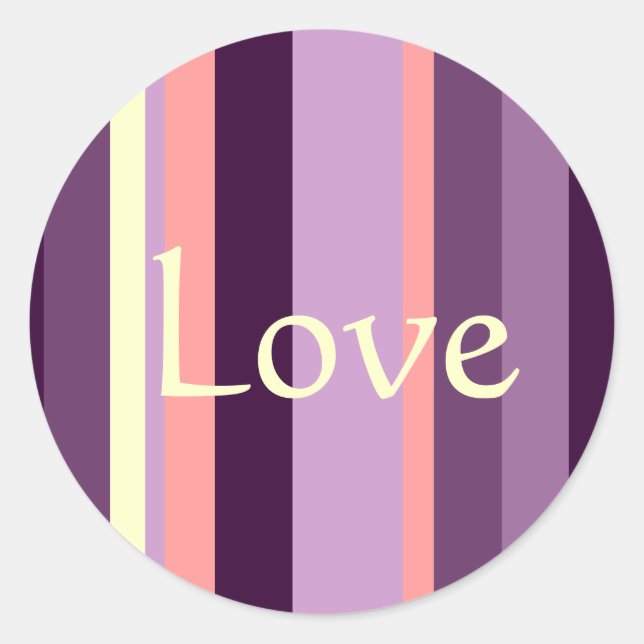 Liebe Rosa Lila Umschlag Aufkleber Hochzeitsticker (Vorderseite)