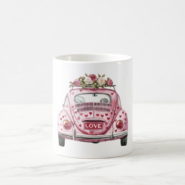 Liebe Rosa Rotes Herz Kaffeetasse (Mittel)