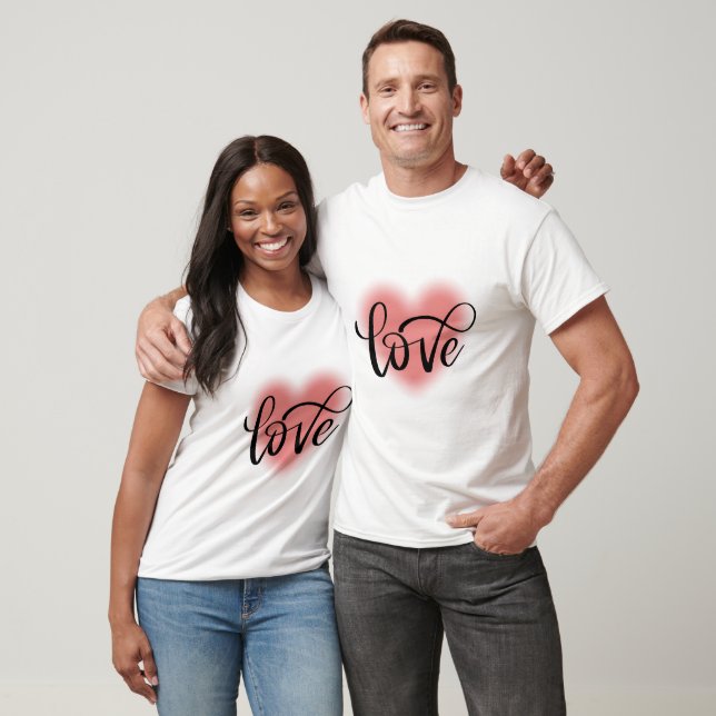Liebe Rosa Schwarzes Herz Valentinstag T - Shirt (Unisex)