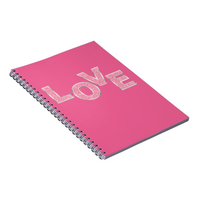Liebe Rosa Silver Glitzer Notizblock (Rechte Seite)