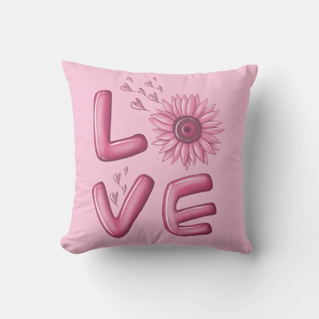 Liebe Rosa Sonnenblume Kissen (Vorderseite)