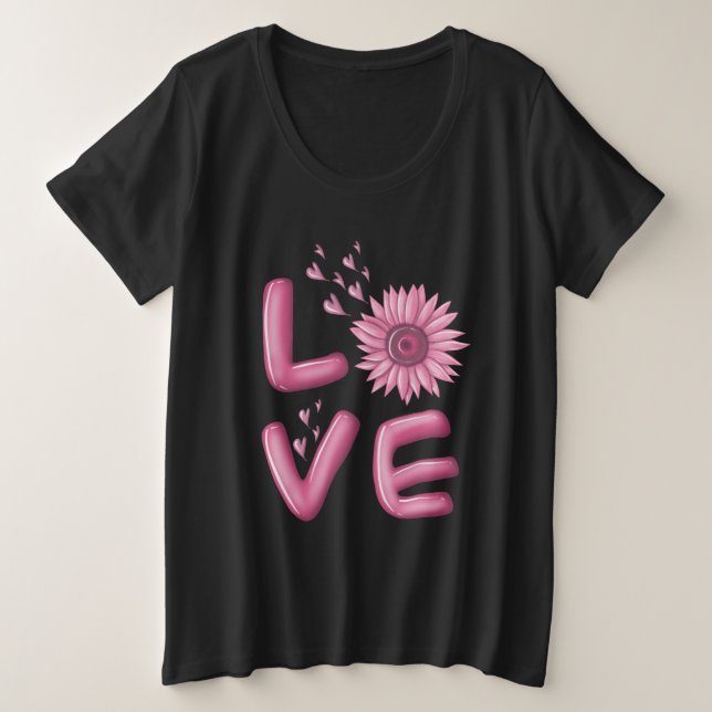 Liebe Rosa Sonnenblumen Große Größe T-Shirt (Design vorne)