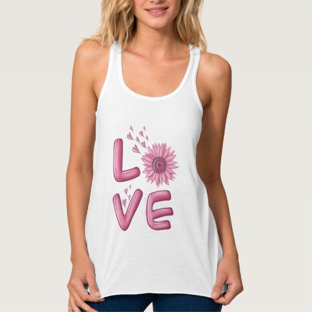 Liebe Rosa Sonnenblumen Tank Top (Vorderseite)