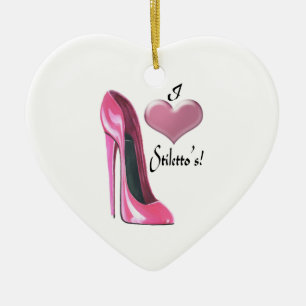 Liebe-rosa Stilett-Schuh und Verzierung des Keramik Ornament