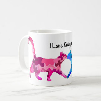 Liebe Rosa und Blauer Katze Kaffeetasse
