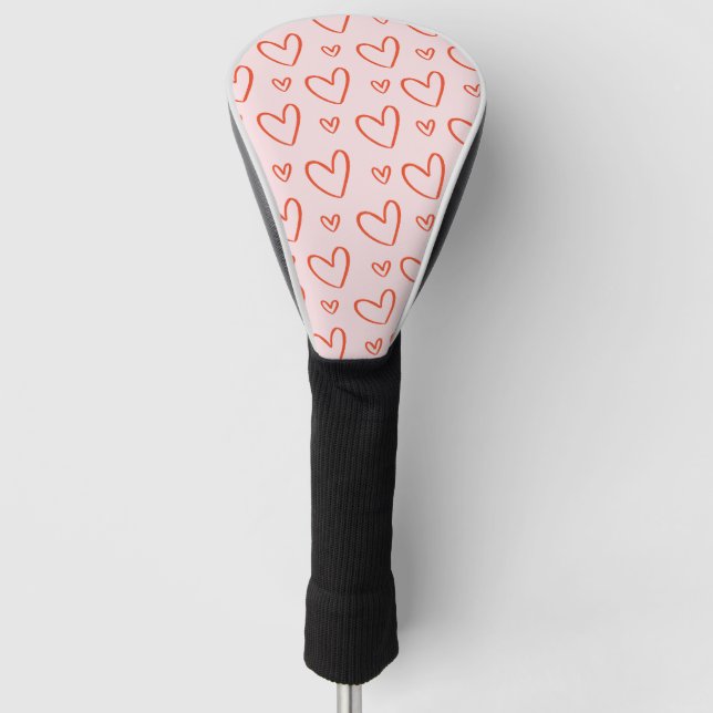 Liebe Rosa und rote Herzen Golf Headcover (Vorderseite)