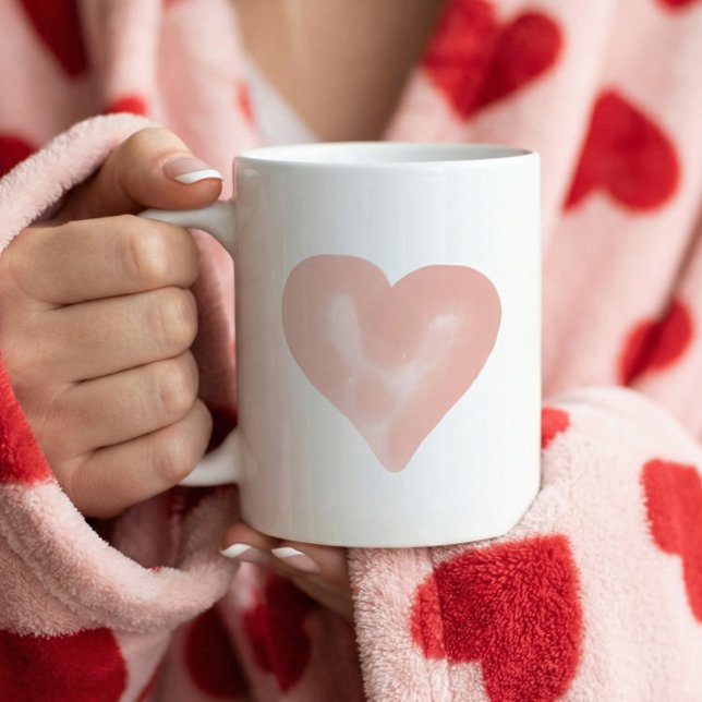 Liebe Rosa Wasserfarbe Kaffeetasse (Pink Heart Watercolor Valentine’s Day Gift Girly Coffee Mug)