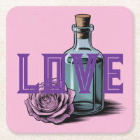 LIEBE Rose Flasche Untersetzer Set
