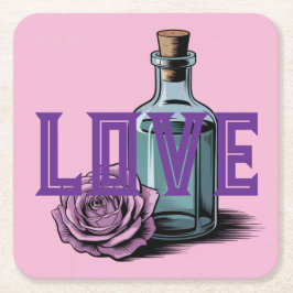 LIEBE Rose Flasche Untersetzer Set