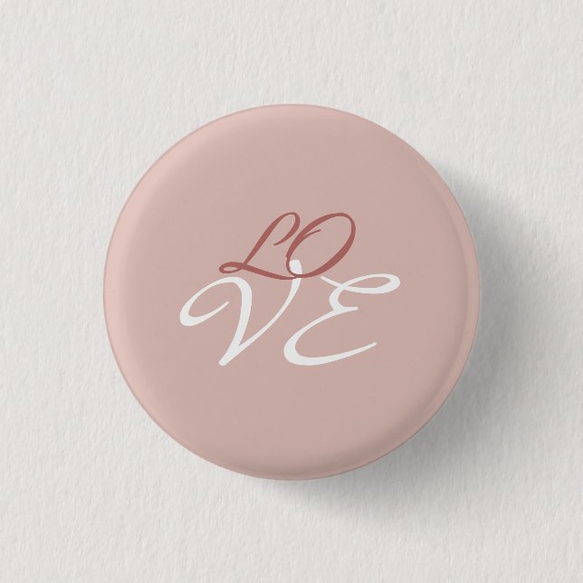 Liebe Rose Gold-Farbkalligrafie Button (Vorderseite)