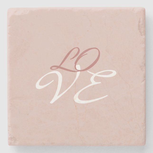 Liebe Rose Gold-Farbkalligrafie Steinuntersetzer (Vorderseite)