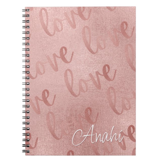 Liebe Rose Gold Script Muster Notizblock (Vorderseite)