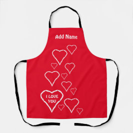 Liebe Rot mit White Hearts Print Schürze