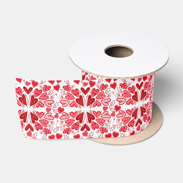 Liebe Rot, Rosa und Weißes Herz Satinband (Spule)