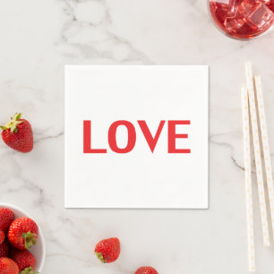 Liebe rot weiß minimalistischer moderner Valentins Serviette