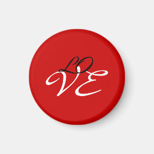 Liebe Rot Weiß Schwarz Farbe Kalligrafie Schrift Magnet