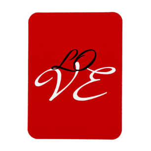 Liebe Rot Weiß Schwarz Farbe Kalligrafie Schrift Magnet