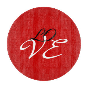 Liebe Rot Weiß Schwarz Farbe Kalligrafie Schrift Schneidebrett