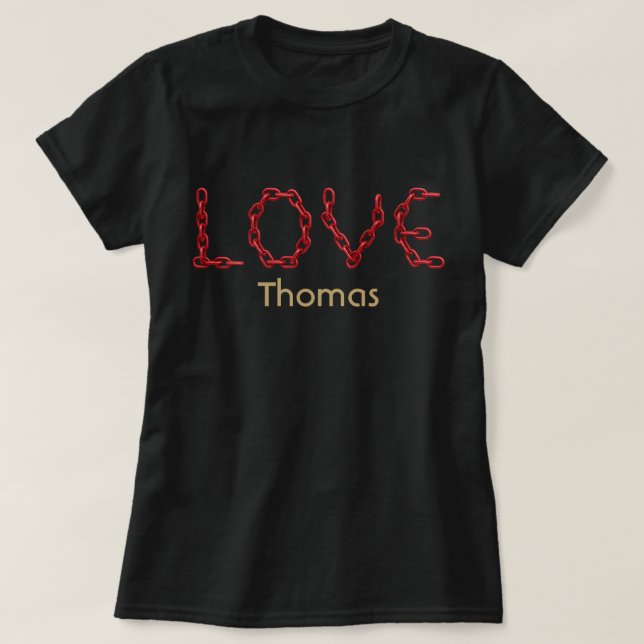 Liebe Rote Kettenbriefe Gold angepasste Namen T-Shirt (Design vorne)