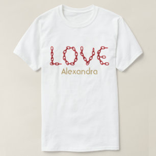 Liebe Rote Kettenbriefe Goldname Personalisiert T-Shirt