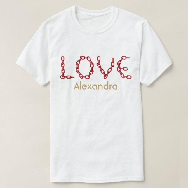 Liebe Rote Kettenbriefe Goldname Personalisiert T-Shirt (Design vorne)