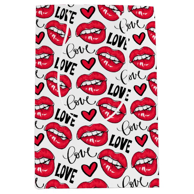Liebe Rote Lippen Mittlere Geschenktüte (Vorderseite)