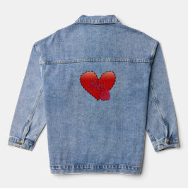 Liebe rote Rose Jeansjacke