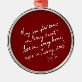 Liebe Rote Spirituelle Runde von Hand-Scripted Pea Ornament Aus Metall