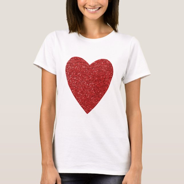 Liebe Roter Glitzer T-Shirt (Vorderseite)