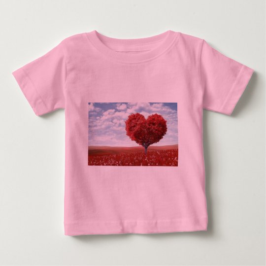 Liebe-roter Herz-Baum-Baby-Geldstrafe-Jersey-T - Baby T-shirt