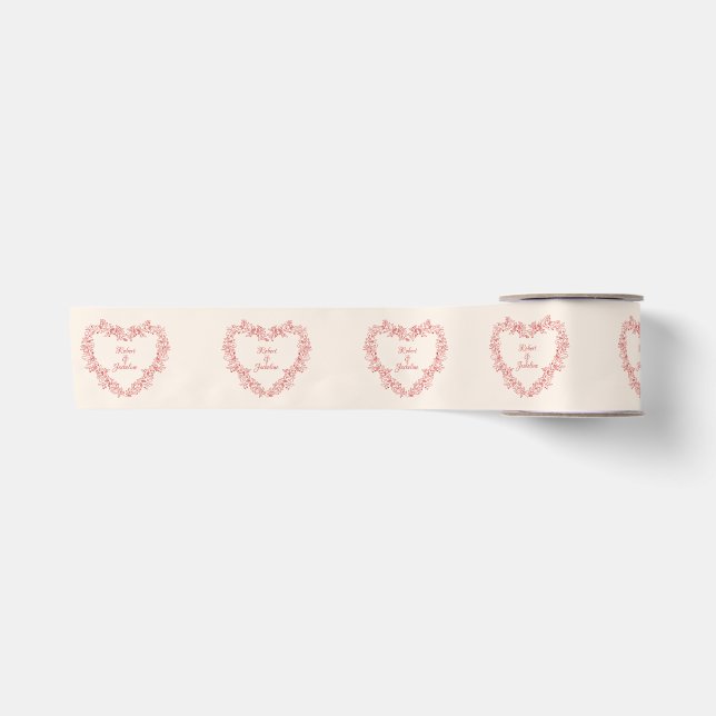 Liebe Roter Herzname Eleganter Vintager Valentinst Satinband (Vorderseite)