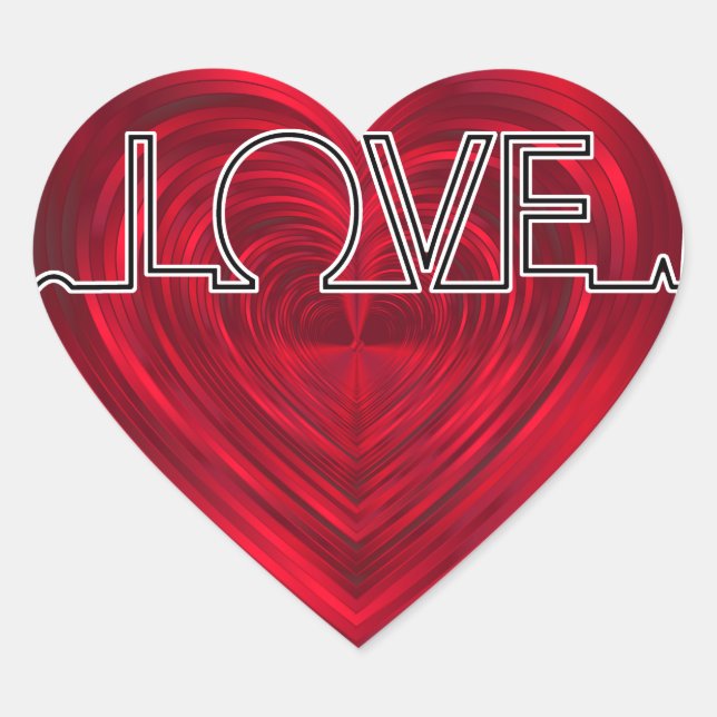 Liebe, roter Herzschlag, EKG-Wellenvektor v2 Herz-Aufkleber (Vorderseite)