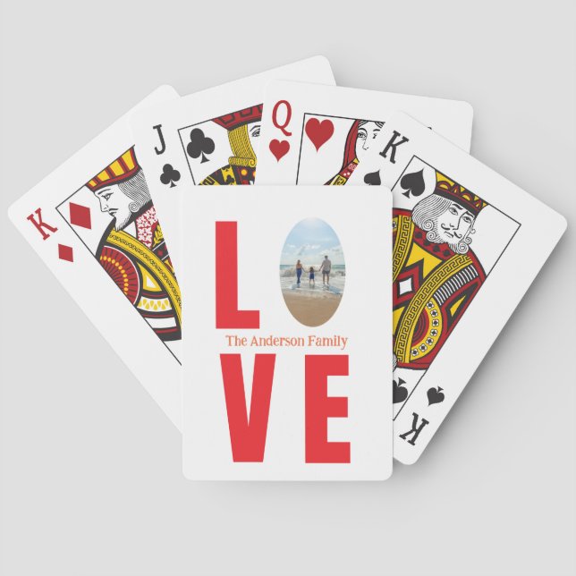 Liebe Rotes Foto Oval Spielkarten (Rückseite)