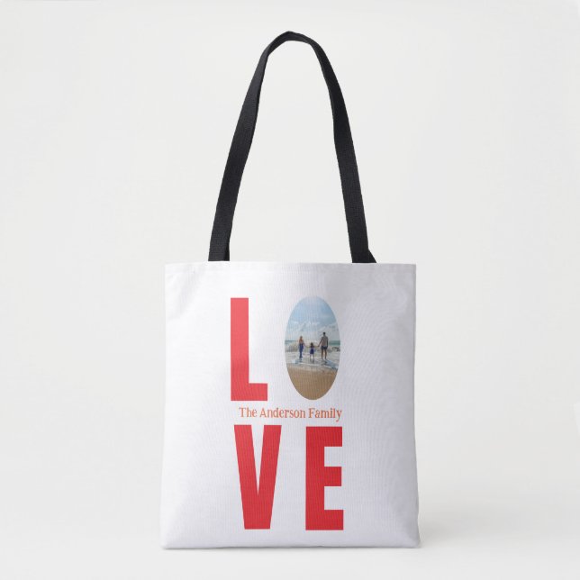 Liebe Rotes Foto Oval Tasche (Vorderseite)