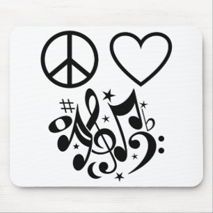 Liebe Rotes Herz Black Peace Symbol Harmonie Musik Mousepad