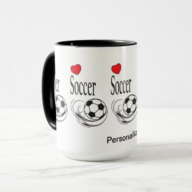 Liebe Rotes Herz ⚽ Fußball-Balls - Persönlich gest Tasse (Vorderseite Links)