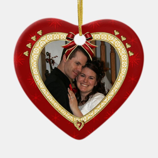 Liebe Rotes Herz Personalisiertes Foto Ornament (Vorne)