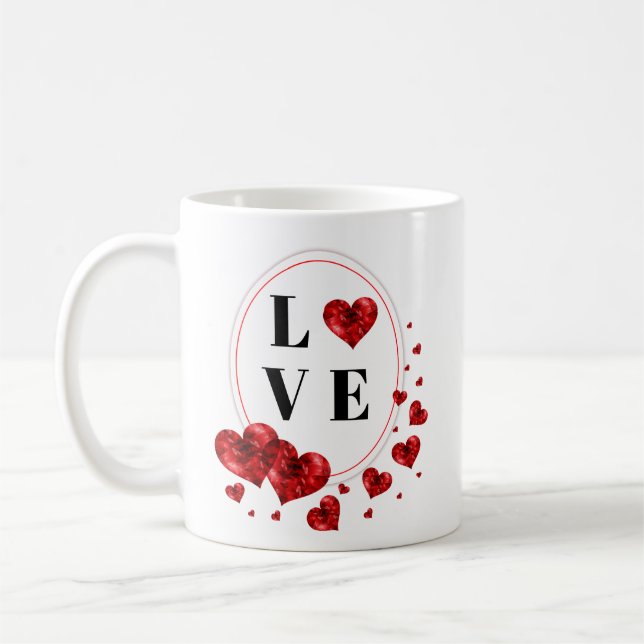 Liebe Rotes Herz Romantische Tea Cup Kaffee Tasse (Links)