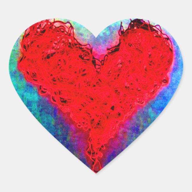 Liebe Rotes Kunstharn  Herzlich Willkommen bei ein Herz-Aufkleber (Vorderseite)