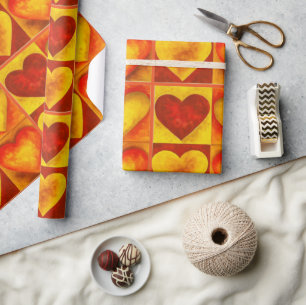 Liebe Rotes Orangefarbenes Wasser Geschenkpapier