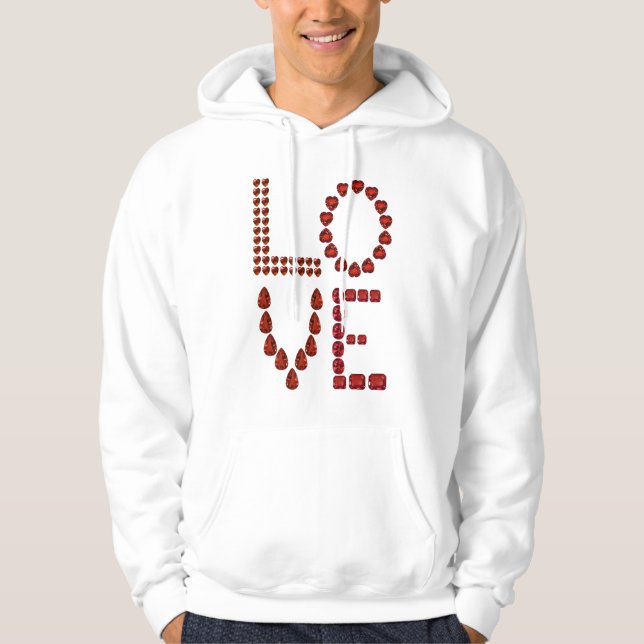 Liebe - Ruby Gemstone Lettern Hoodie (Vorderseite)