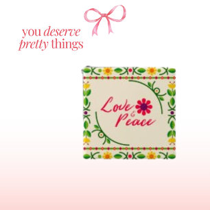Liebe & Ruhe, Gelbe Blume Blätter Blumenrahmen Button