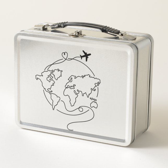 🌍 Liebe rund um den ✈️ Metall Brotdose (Vorderseite)