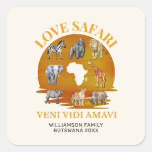Liebe SAFARI Souvenir Quadratischer Aufkleber
