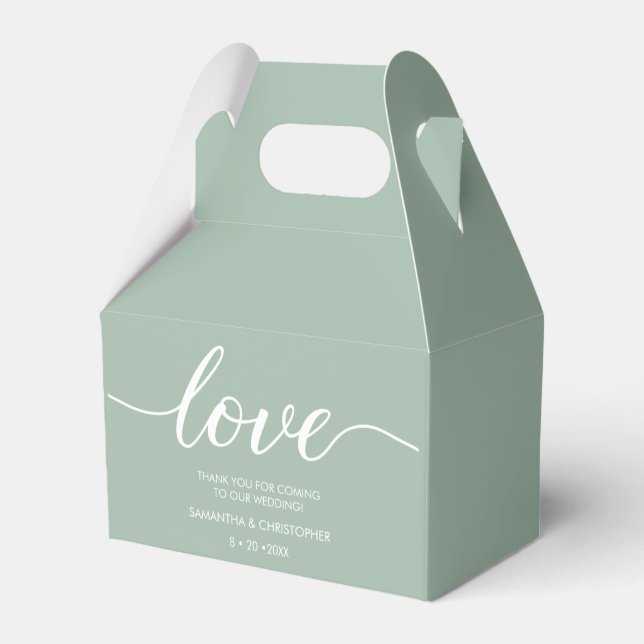 Liebe Sage Green Wedding Individuellen Namen Danke Geschenkschachtel (Rückseite)