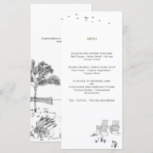 Liebe Sandy Beach Minimallinie Art Wedding Menükarte